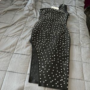 Pearl studded midi dress